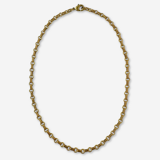 Plain industrial brass rolo chain necklace with lobster clasp