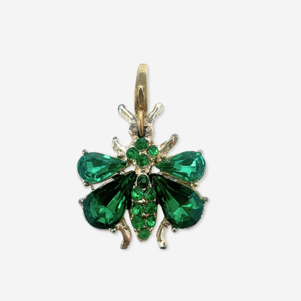 Vintage green rhinestone bumblebee charm