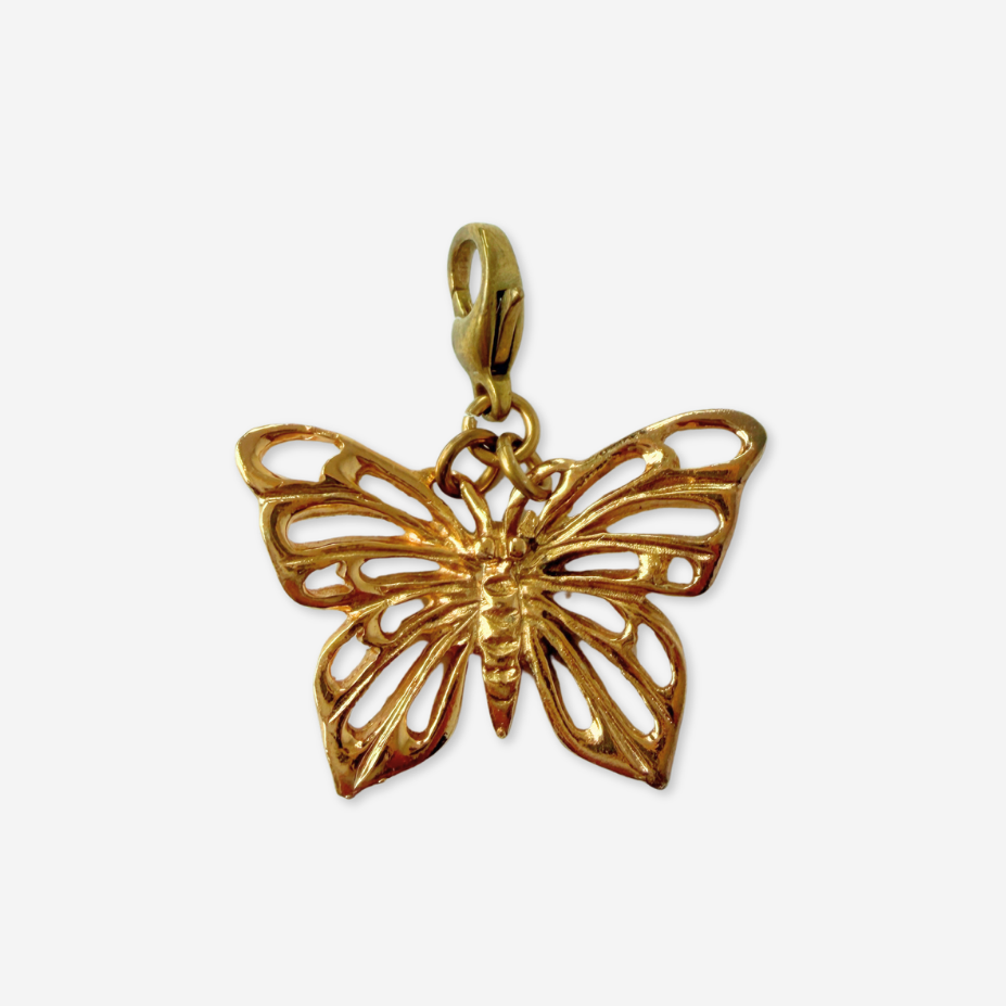 Refashioned Vintage gold tone butterfly charm
