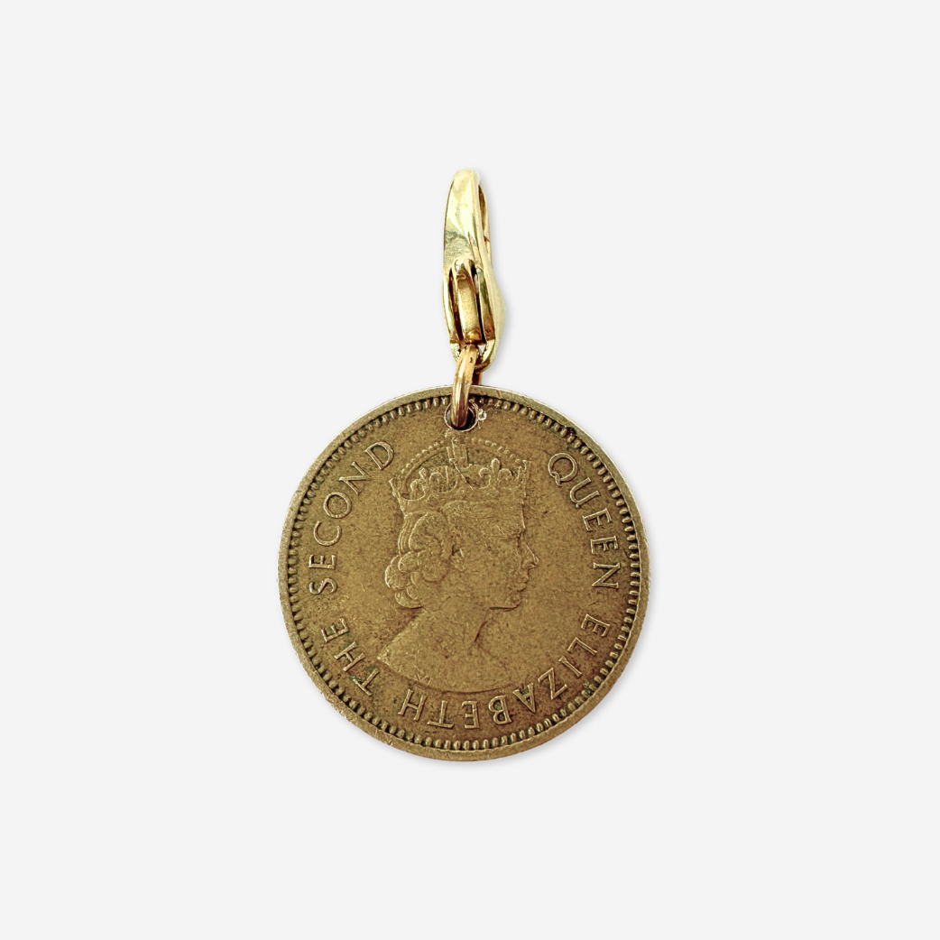 Vintage 1965 Queen Elizabeth 5 cent coin charm