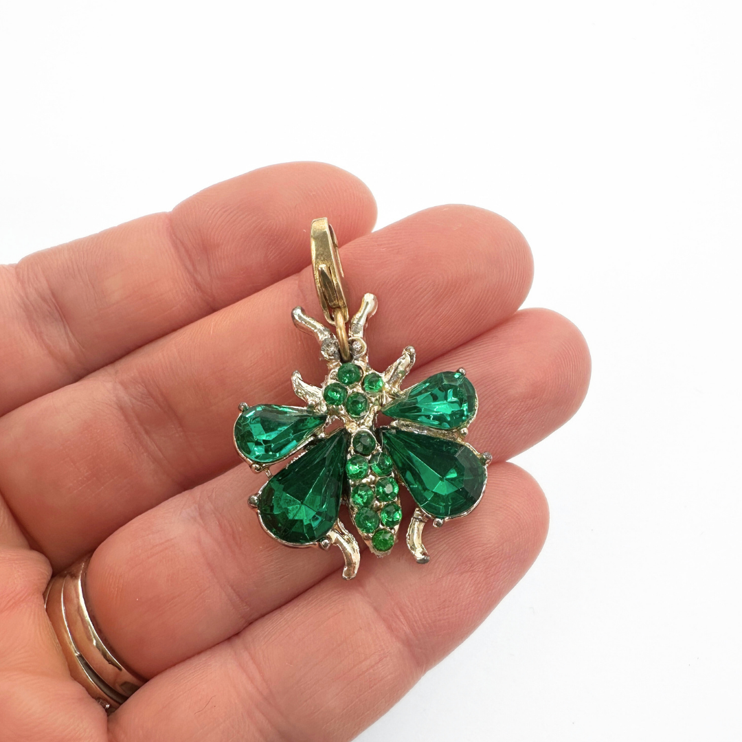 Vintage green rhinestone bumblebee charm