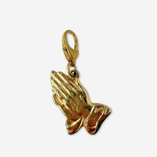 Vintage gold tone miraculous medal charm with brass swivel clasp
