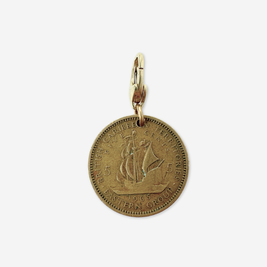 Vintage 1965 Queen Elizabeth 5 cent coin charm