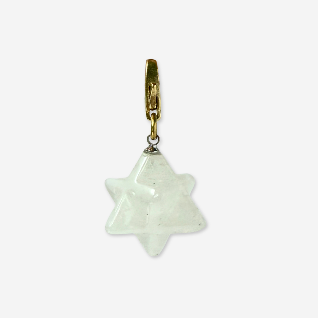 Vintage white quartz Merkaba star stone charm