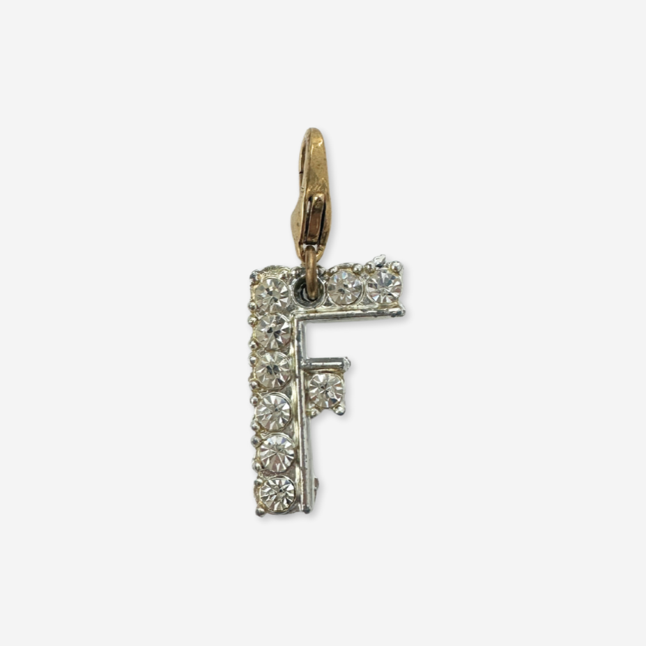 Vintage clear rhinestone letter "F" charm