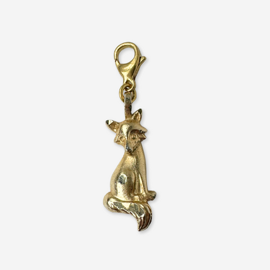 Vintage gold tone fox charm pendant