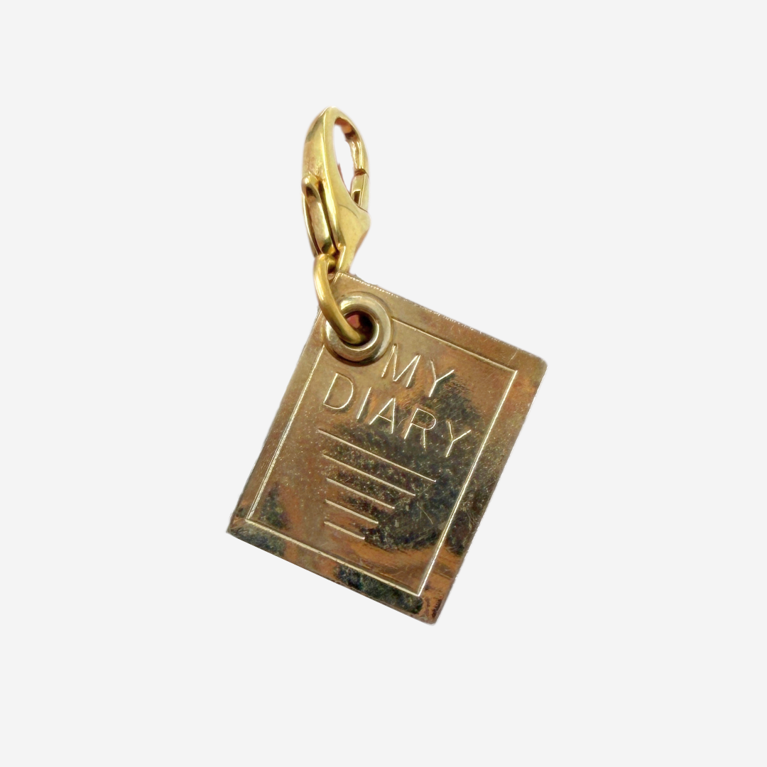 Vintage muted gold movable "My Diary" charm