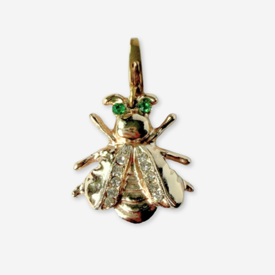 Refashioned vintage muted gold rhinestone bee charm