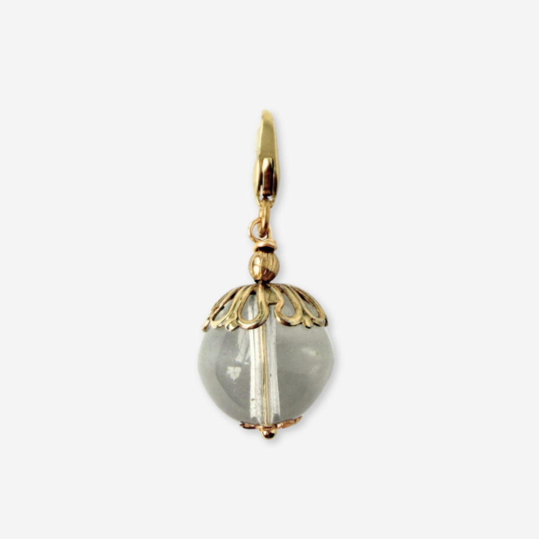 Vintage smooth clear glass chandelier bead charm