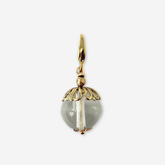 Vintage smooth clear glass chandelier bead charm