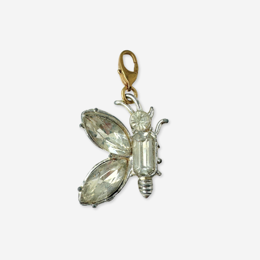 Vintage clear rhinestone butterfly charm