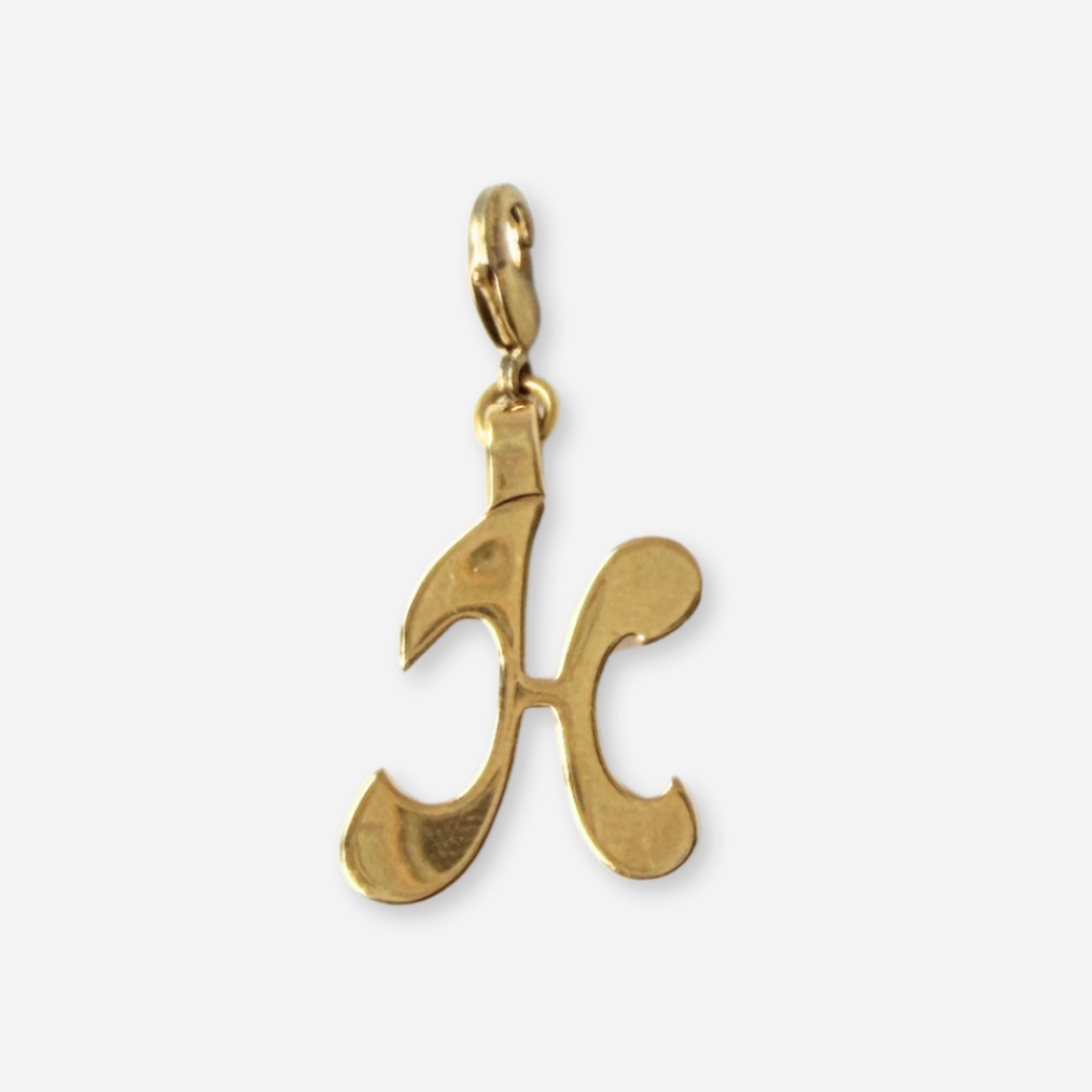 Vintage shiny gold letter "H" charm