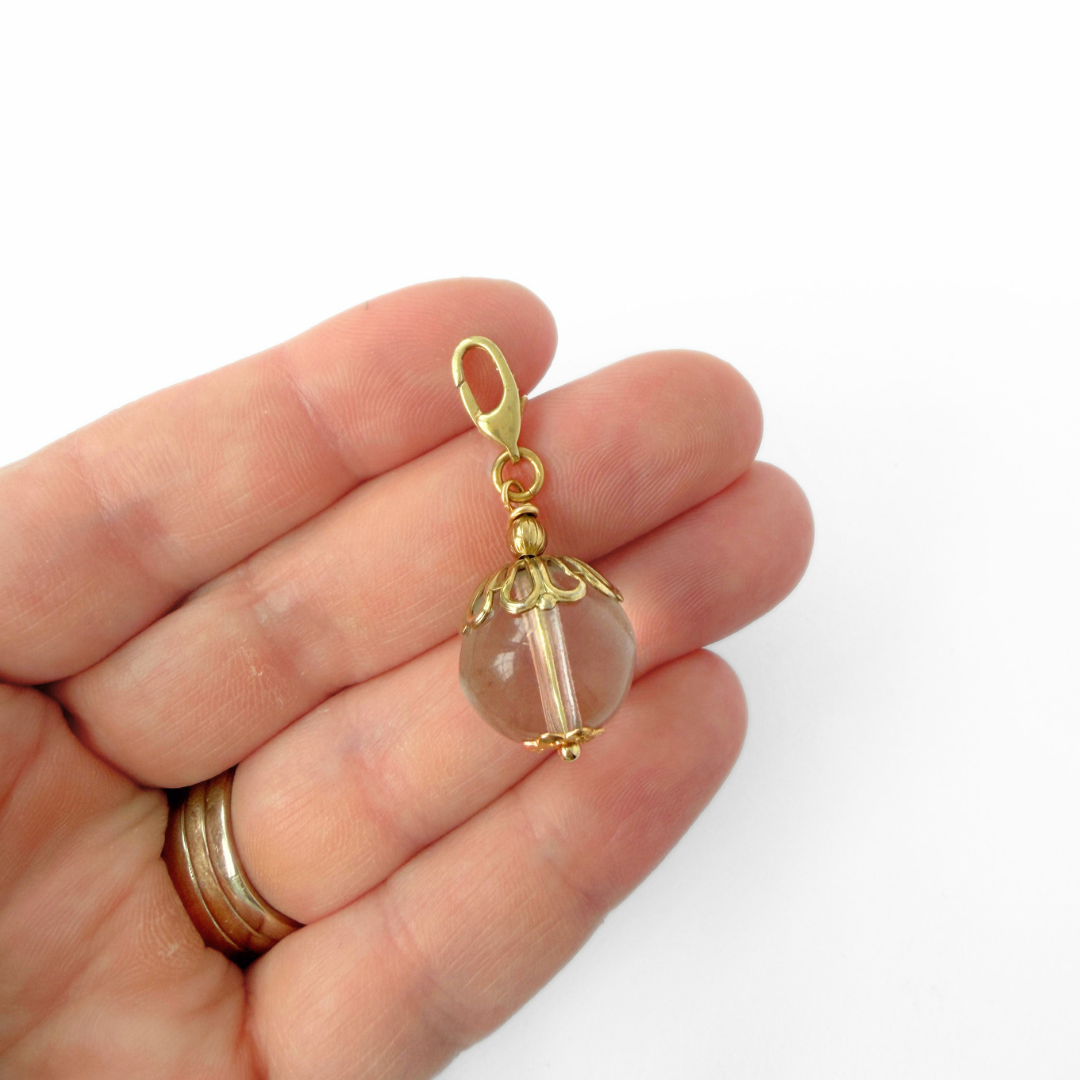 Vintage smooth clear glass chandelier bead charm