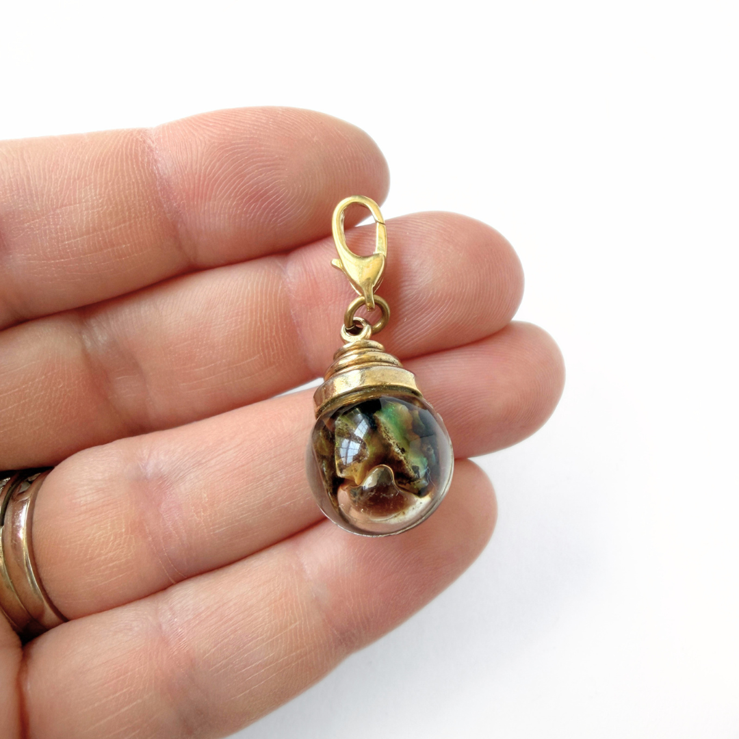 Vintage transparent shell orb charm