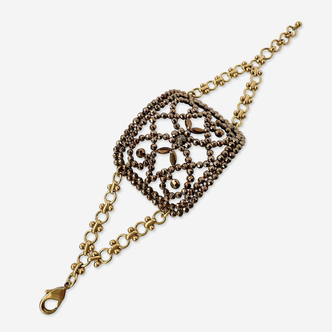 Repurposed Vintage French steel cut oval shoe buckle bracelet