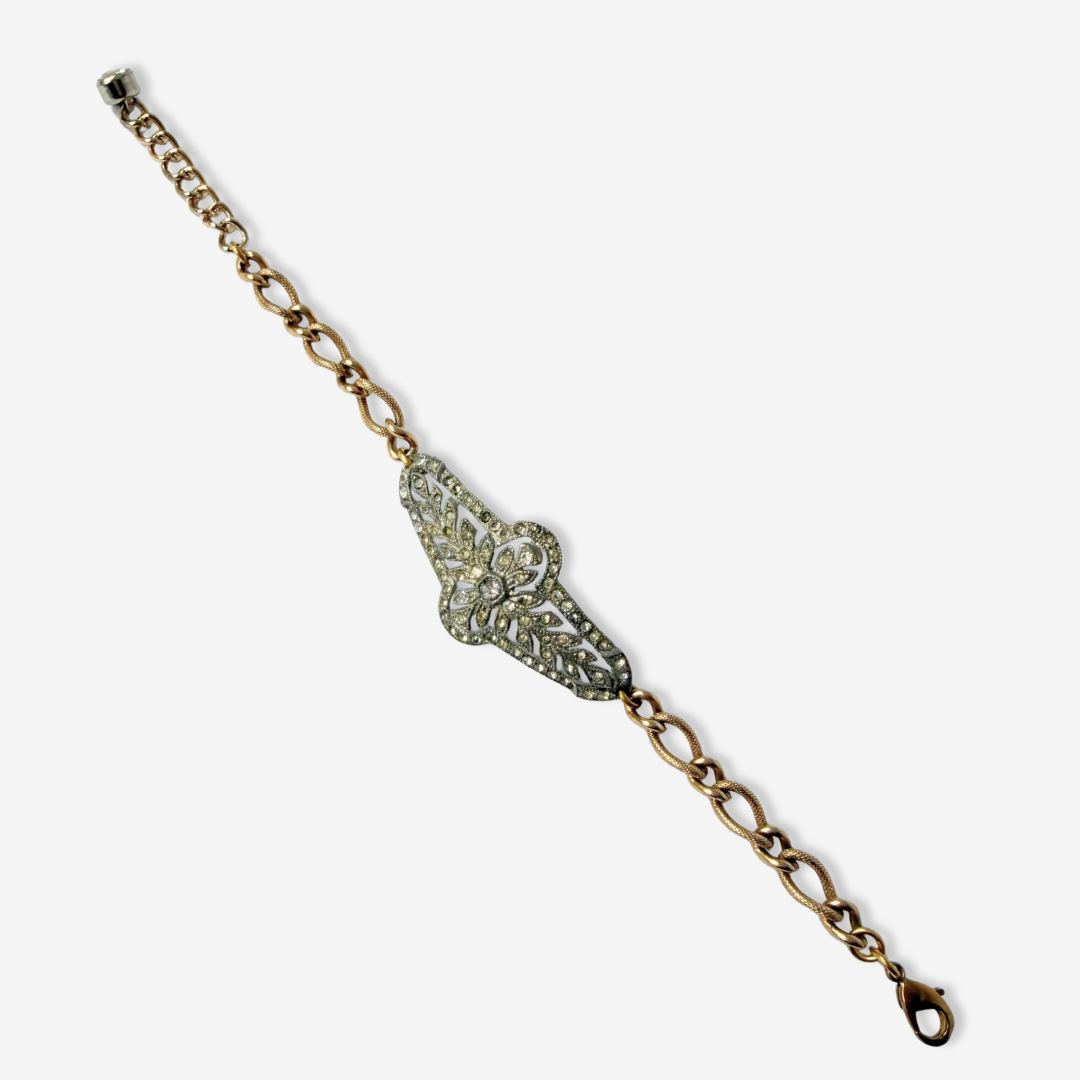 Repurposed vintage art deco clear rhinestone bracelet