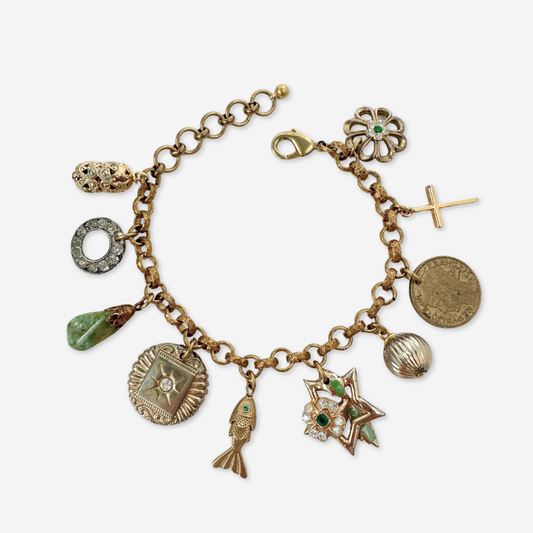 Repurposed vintage mixed charm bracelet