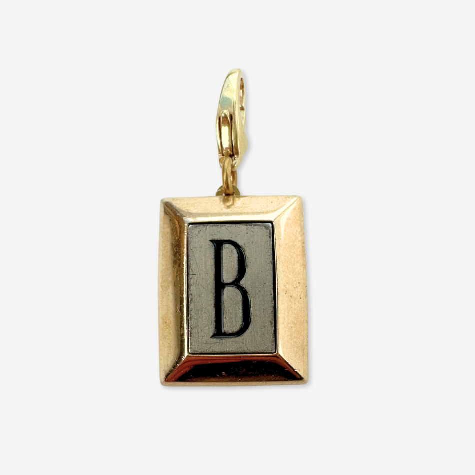 Vintage rectangular letter "B"  rectangular cufflink charm
