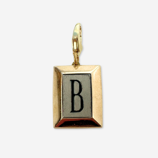 Vintage rectangular letter "B"  rectangular cufflink charm