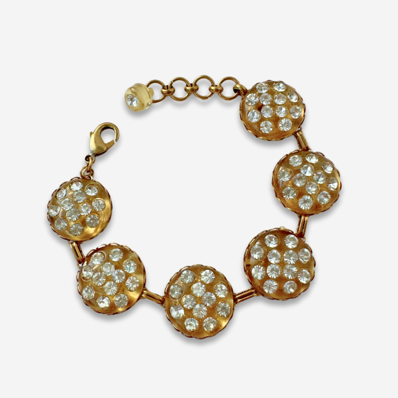 Refashioned Vintage clear rhinestone button bracelet