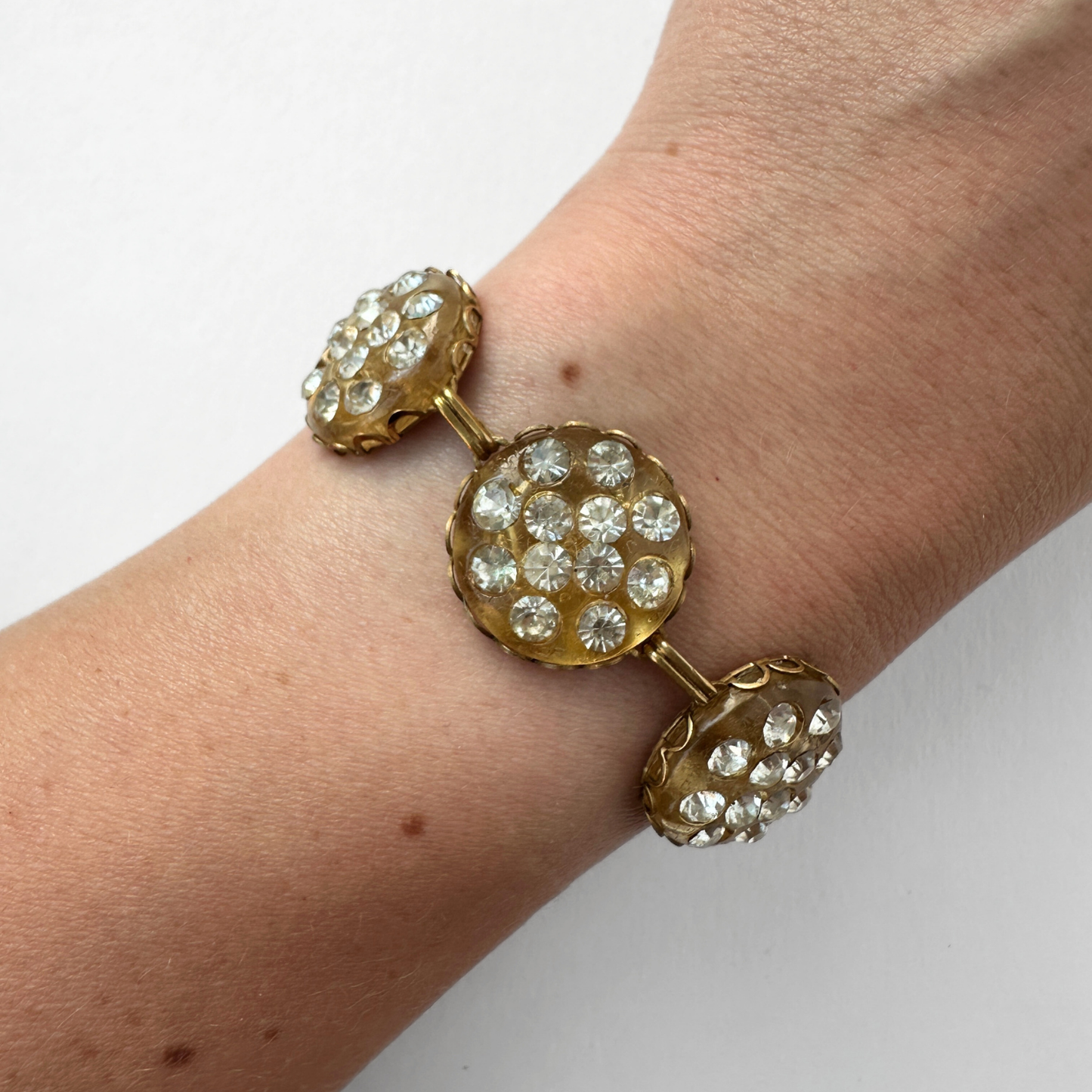 Refashioned Vintage clear rhinestone button bracelet