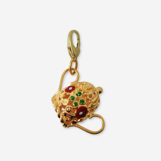 Vintage gold filigree and enamel teapot charm