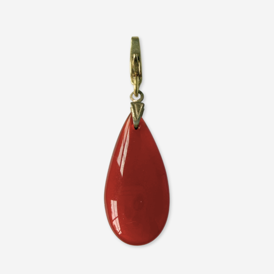 Vintage smooth carnelian teardrop charm