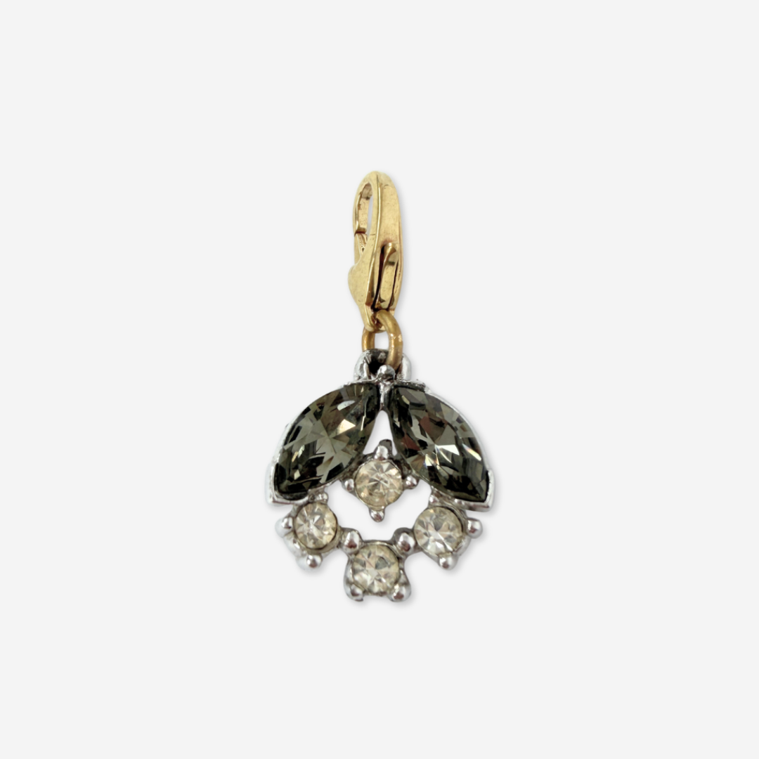 Small vintage clear and gray rhinestone charm pendant