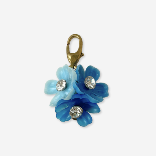 Vintage shades of blue flower cluster charm