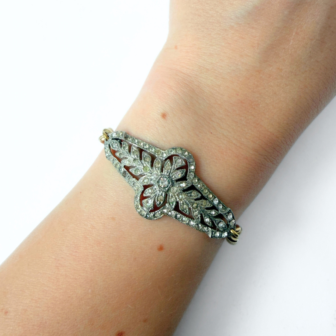 Repurposed vintage art deco clear rhinestone bracelet