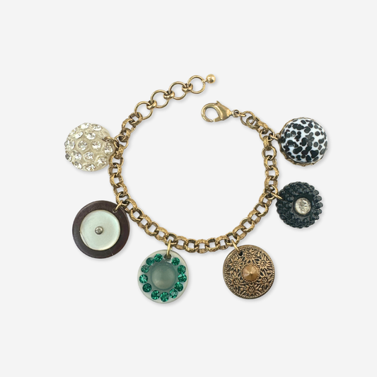 Repurposed vintage mixed button charm bracelet