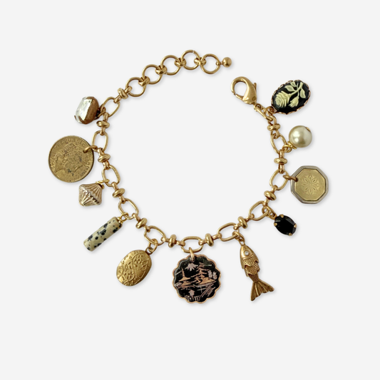 Repurposed vintage mixed charm bracelet