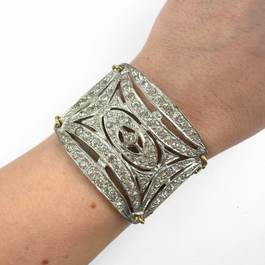 Refashioned Antique Rhinestone Shoe Buckle bracelet with brass chain