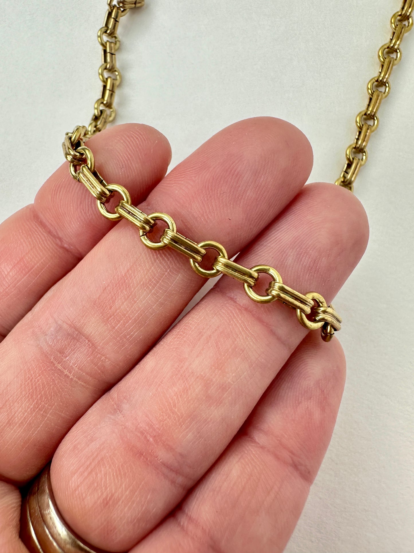 Plain industrial brass rolo chain necklace with lobster clasp