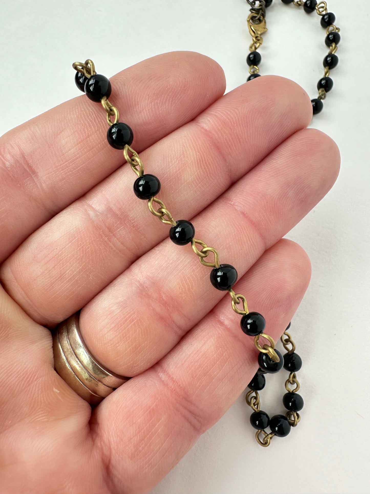 Blank black beaded chain with lobster claw clasp