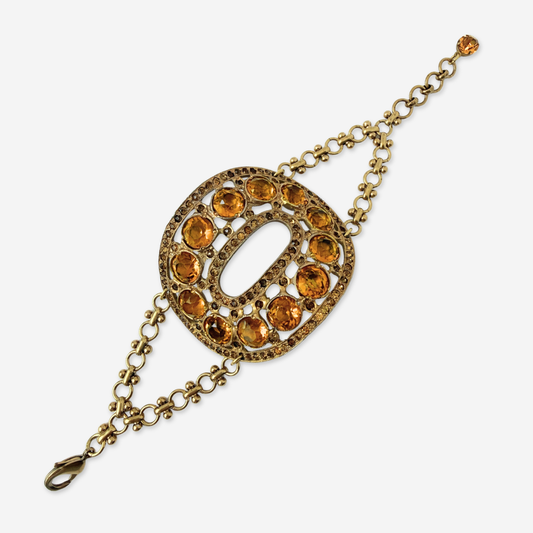 Refashioned Antique Topaz Rhinestone Oval Shoe Buckle bracelet