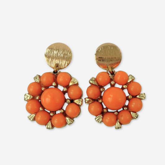 Refashioned vintage orange beaded bauble earrings